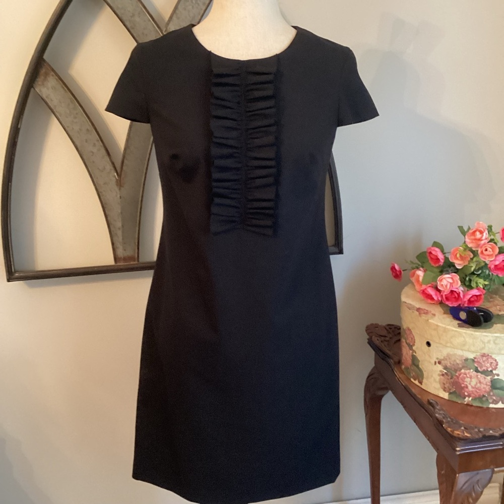BANANA REPUBLIC Black Dress with Front Ruffle Detail
